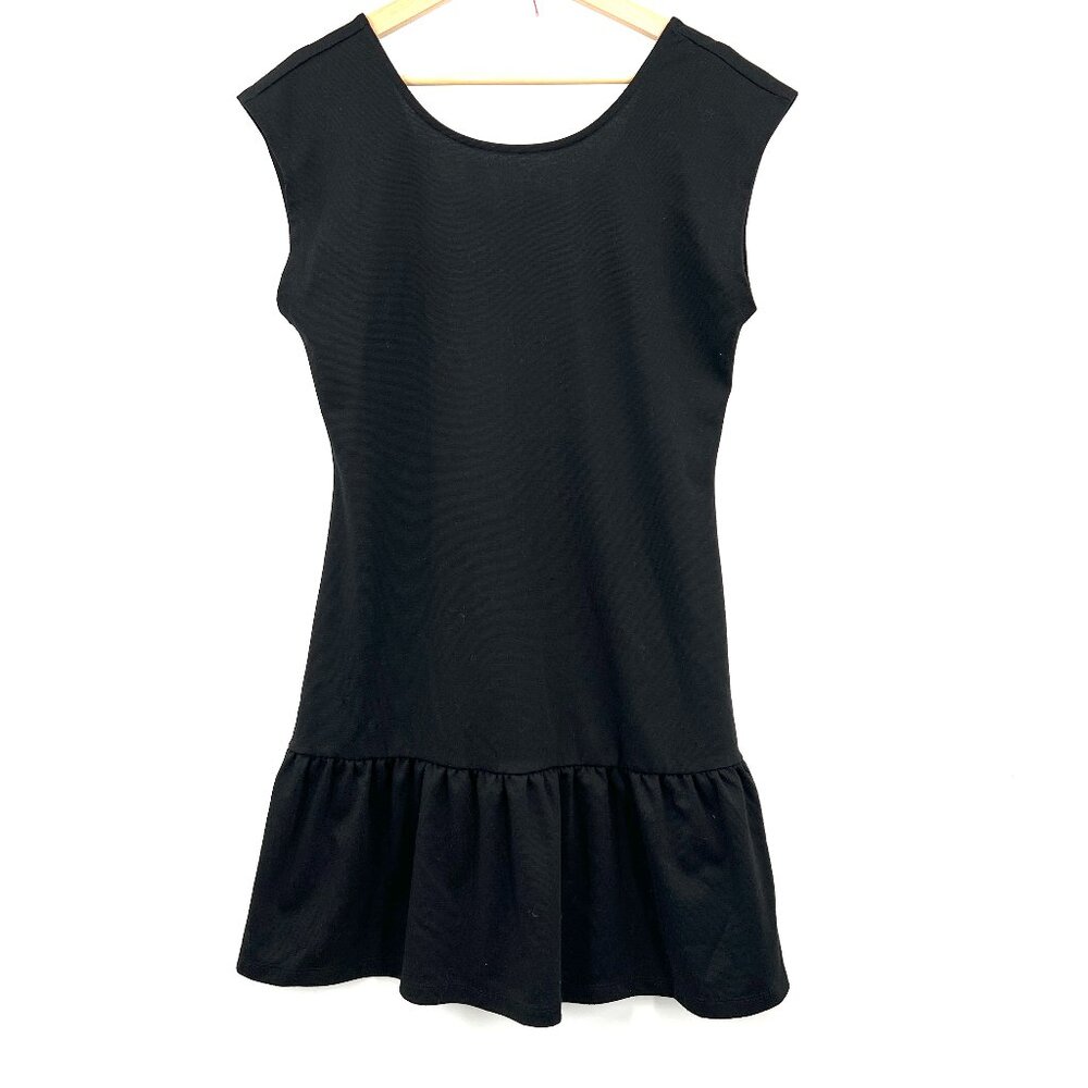 Old Navy high neck balletcore drop waist little black dress LBD casual cute M